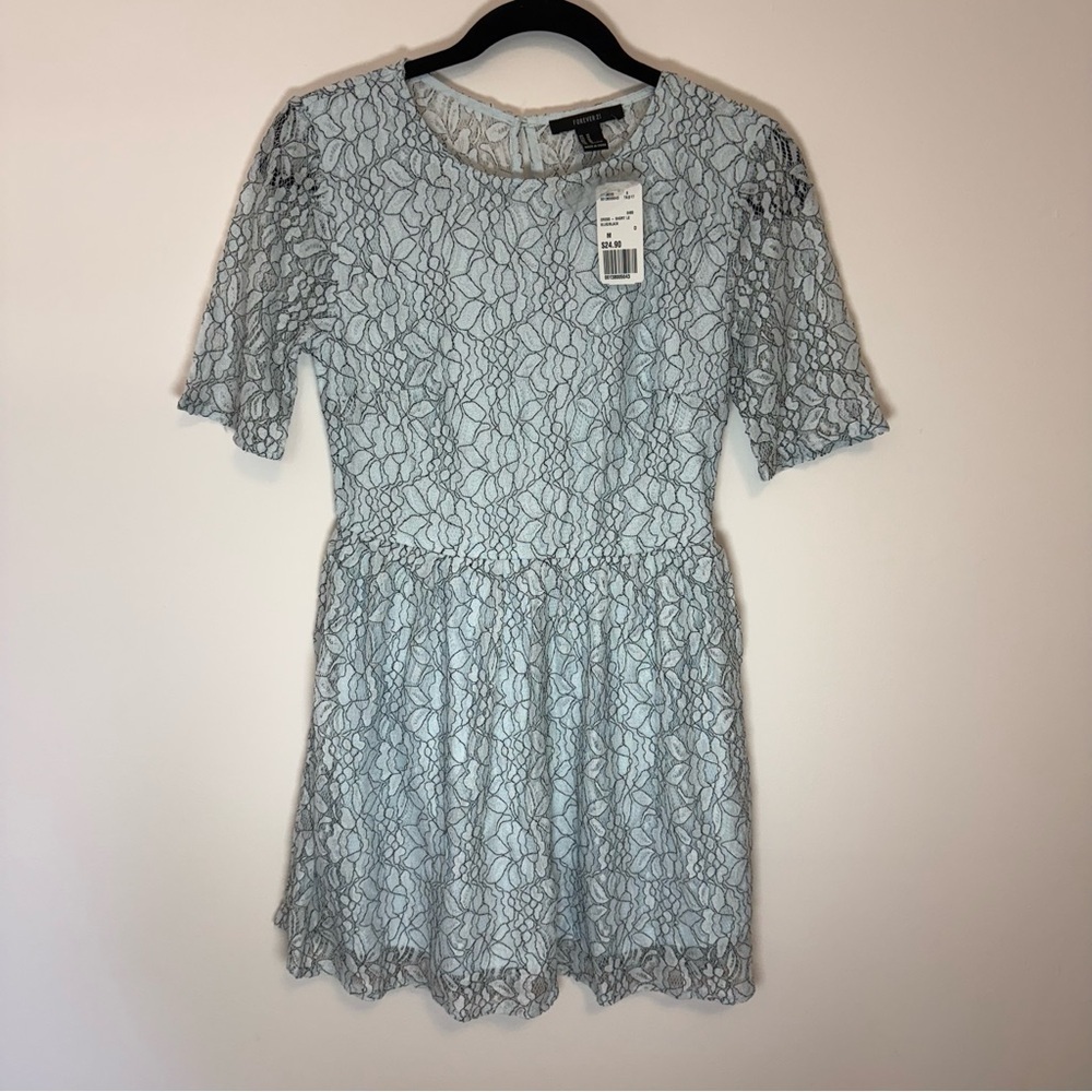 NWT Forever 21 Lace Blue Babydoll Minidress Size M